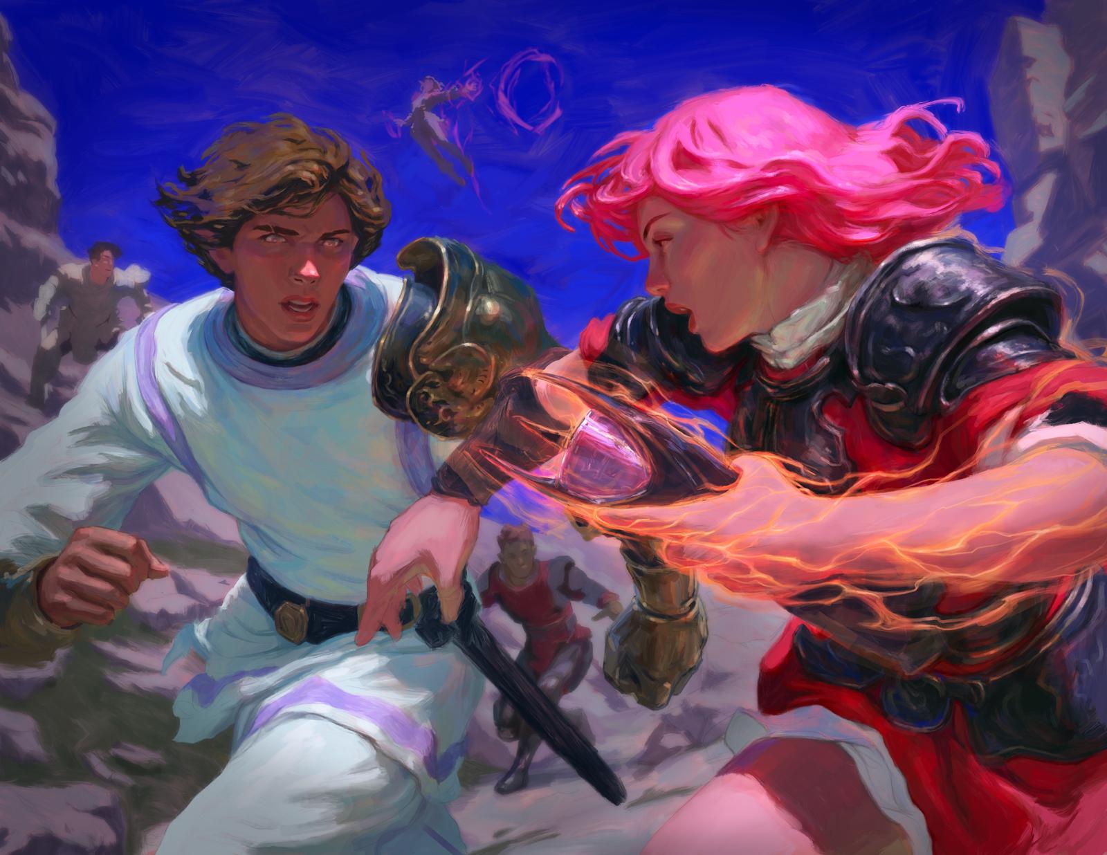 Two students clash in an arcane duel of the Ascension League.